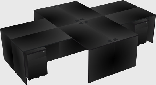 Quad l-shaped office desks