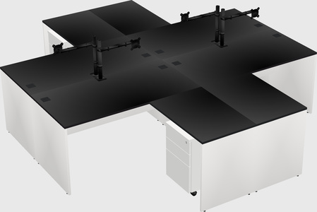 Quad l-shaped office desks