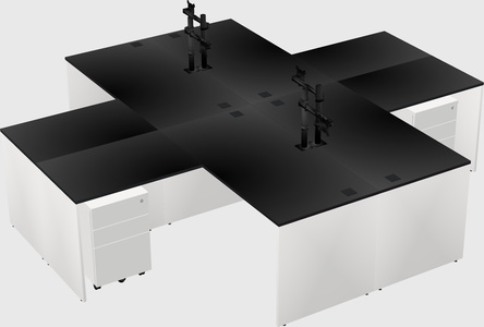 Quad l-shaped office desks