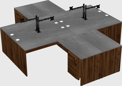 Quad l-shaped office desks