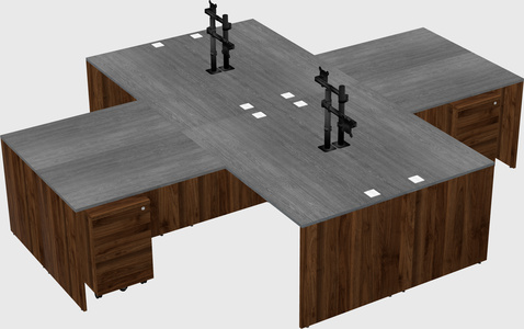 Quad l-shaped office desks