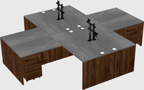 Quad l-shaped office desks