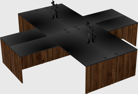 Quad l-shaped office desks
