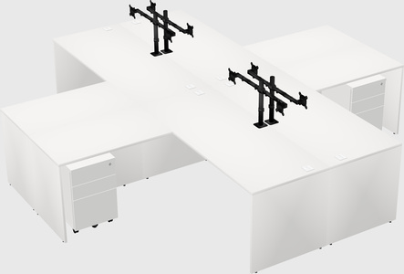 Bureaux de bureau quadruples en forme de l