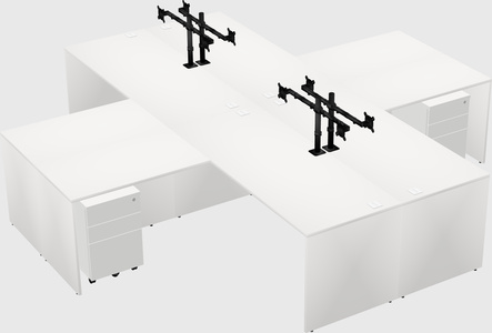 Bureaux de bureau quadruples en forme de l