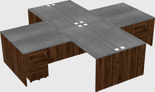 Quad l-shaped office desks