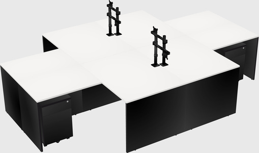 Quad l-shaped office desks