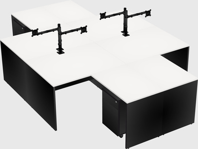 Quad l-shaped office desks