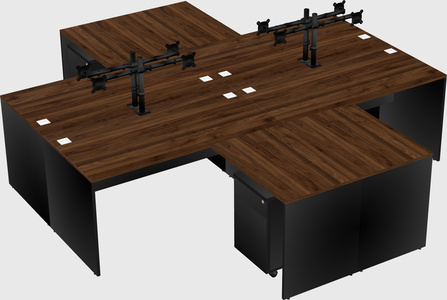 Quad l-shaped office desks