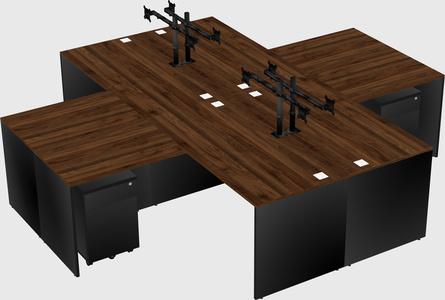 Quad l-shaped office desks