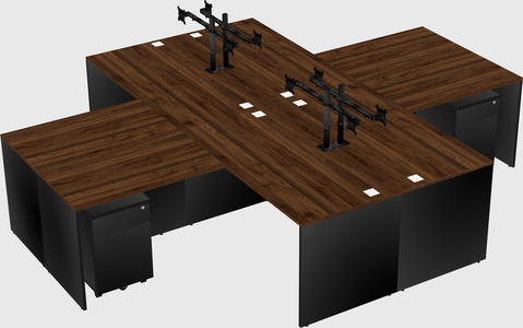 Quad l-shaped office desks