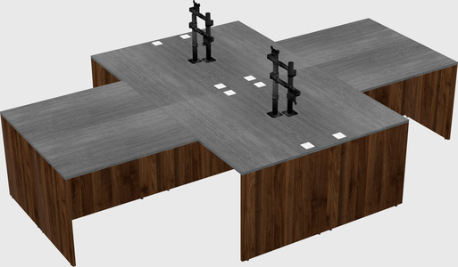 Quad l-shaped office desks