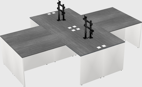 Quad l-shaped office desks