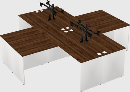Quad l-shaped office desks
