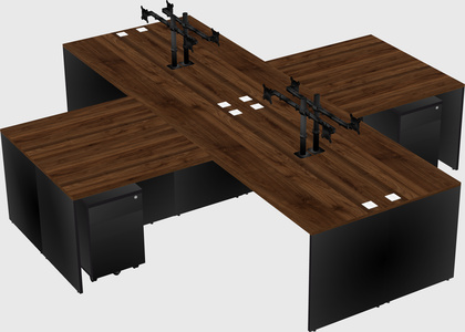 Quad l-shaped office desks