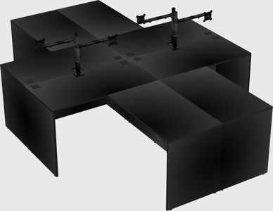 Quad l-shaped office desks