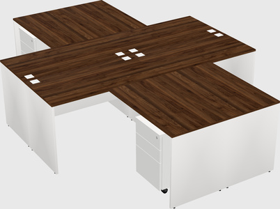 Quad l-shaped office desks