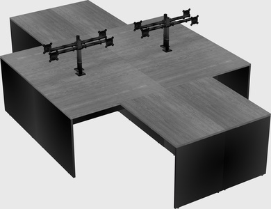 Quad l-shaped office desks