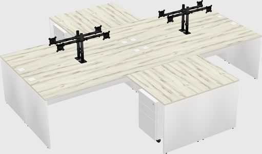 Quad l-shaped office desks