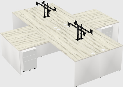 Bureaux de bureau quadruples en forme de l