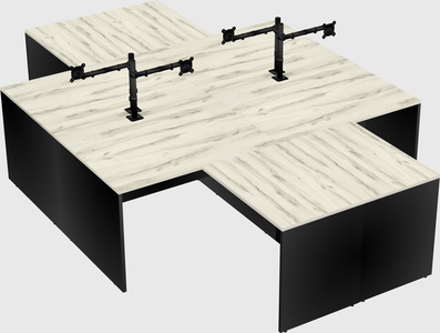 Quad l-shaped office desks