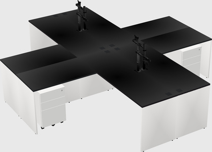 Bureaux de bureau quadruples en forme de l