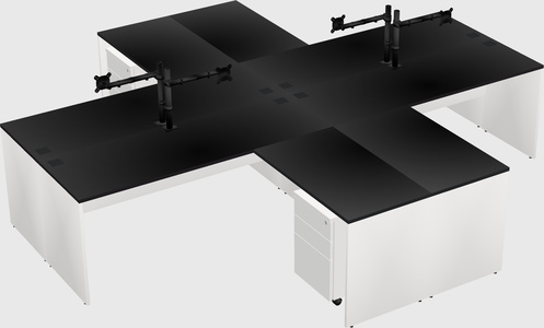 Bureaux de bureau quadruples en forme de l