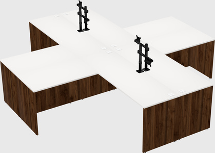 Bureaux de bureau quadruples en forme de l