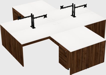 Quad l-shaped office desks