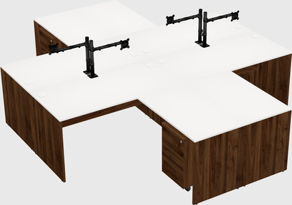 Quad l-shaped office desks