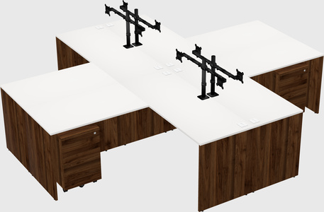 Quad l-shaped office desks