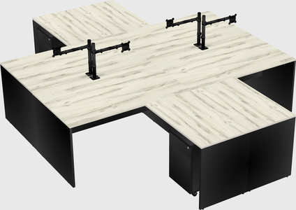 Quad l-shaped office desks