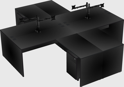 Quad l-shaped office desks