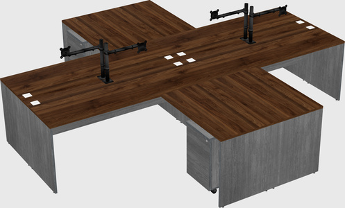 Quad l-shaped office desks