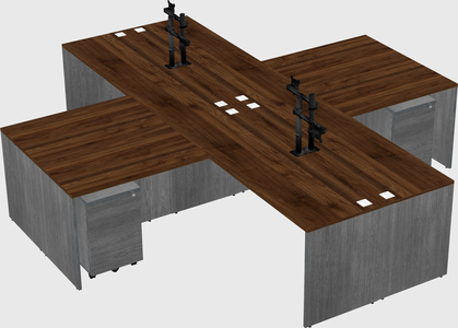 Quad l-shaped office desks