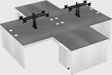 Quad l-shaped office desks