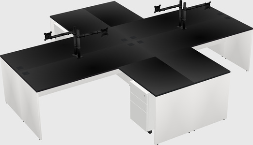 Quad l-shaped office desks