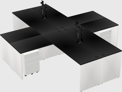 Quad l-shaped office desks