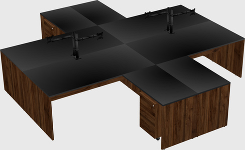 Quad l-shaped office desks