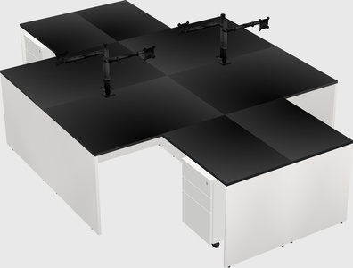 Quad l-shaped office desks