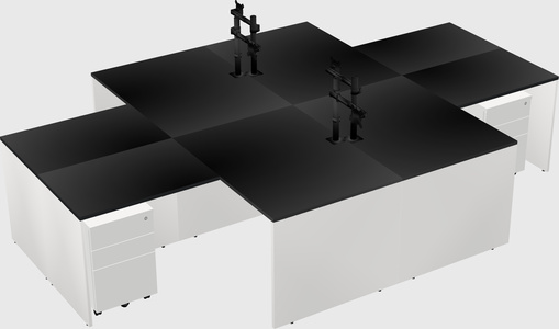 Quad l-shaped office desks