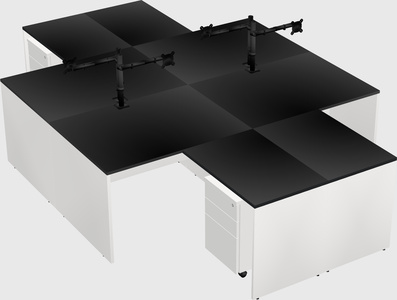 Quad l-shaped office desks