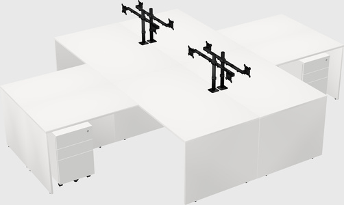 Quad l-shaped office desks