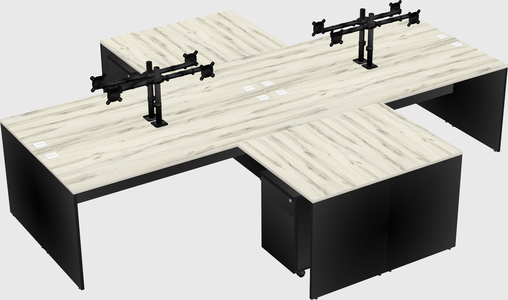 Quad l-shaped office desks