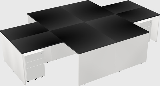 Quad l-shaped office desks
