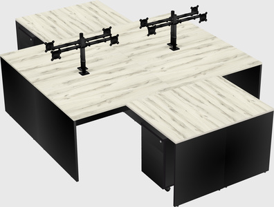 Quad l-shaped office desks