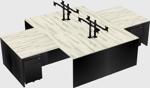 Quad l-shaped office desks