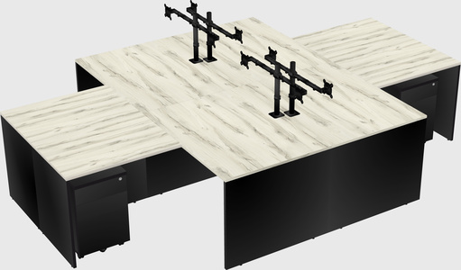 Quad l-shaped office desks
