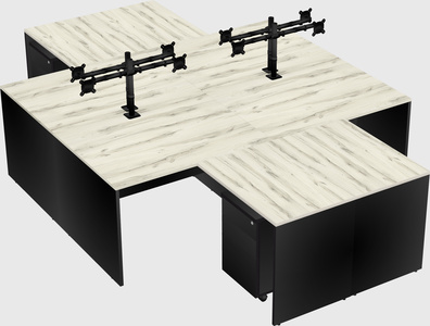 Quad l-shaped office desks