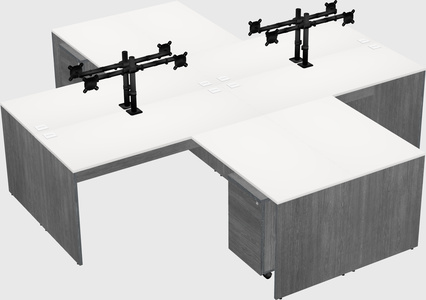 Quad l-shaped office desks
